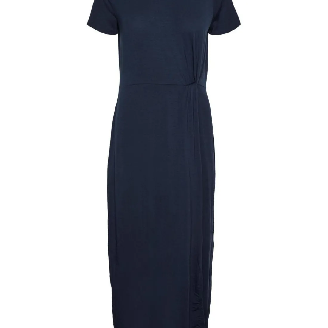 Robe longue Slim Fit Col rond Manches courtes bleu