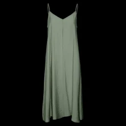Robe longueur cheville col en v sans manches vert Lucy