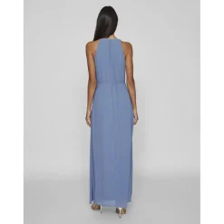 Robe longueur maxi dentelle féminine bleu Tess