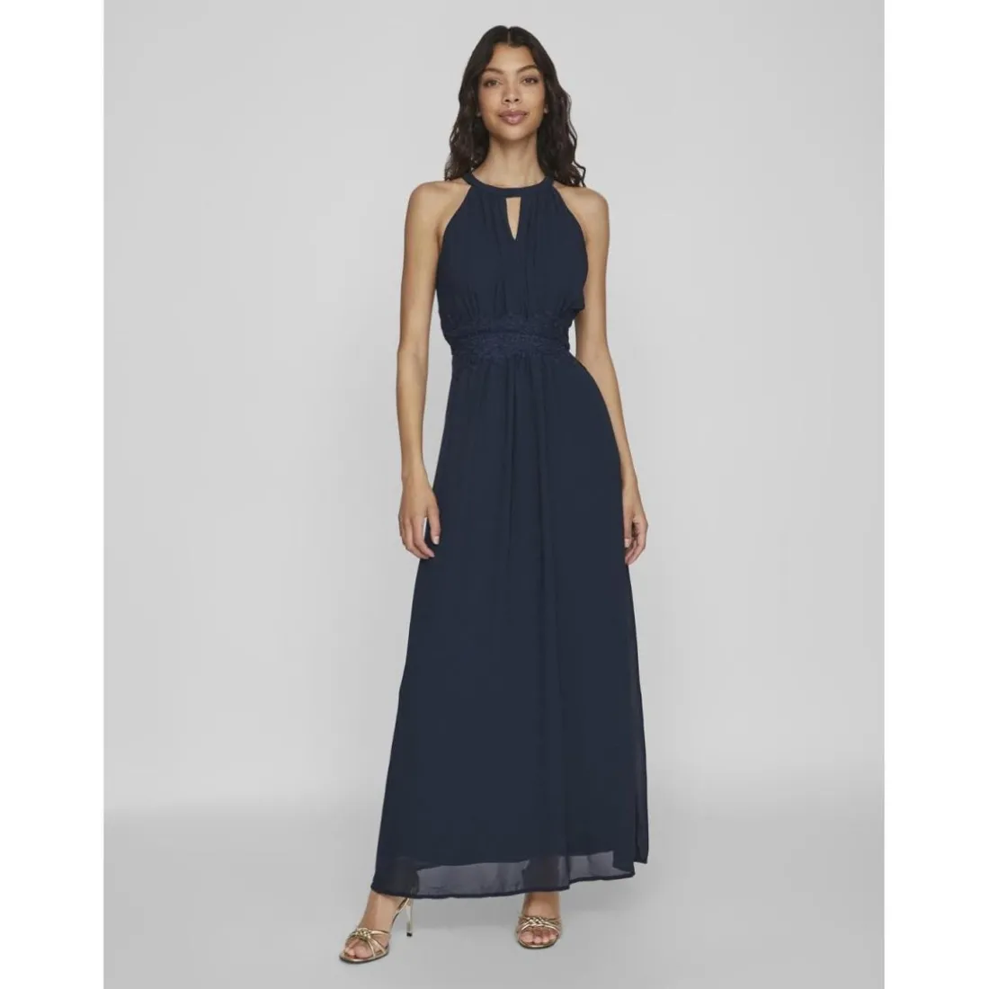 Robe longueur maxi dentelle féminine bleu Molly