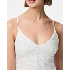 Robe manches courtes à motifs brodés Vilde blanc en coton Fern