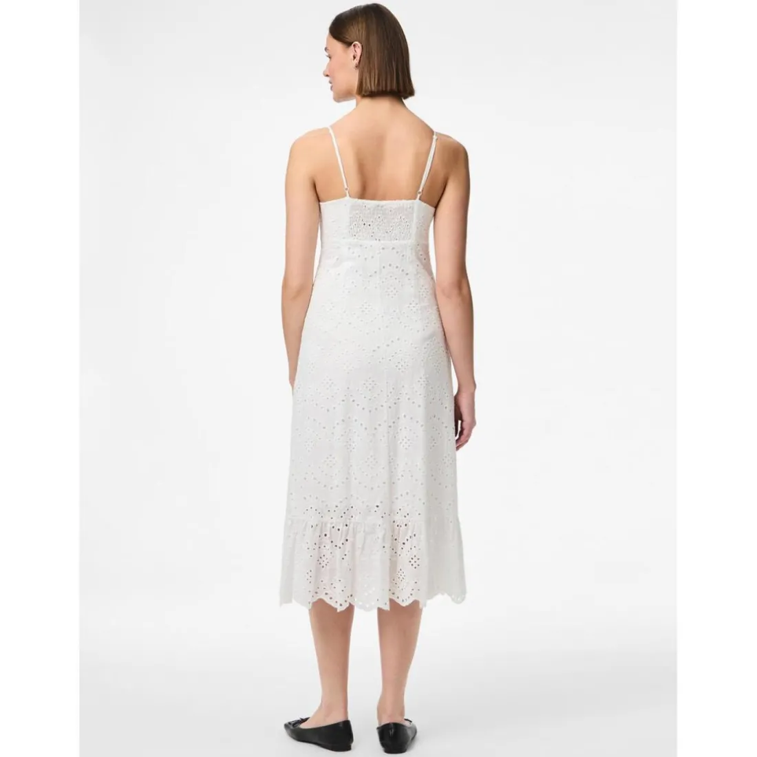 Robe manches courtes à motifs brodés Vilde blanc en coton Fern