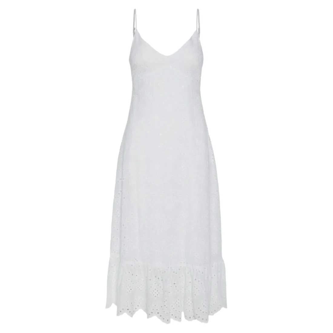 Robe manches courtes à motifs brodés Vilde blanc en coton Fern