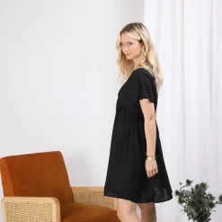 Robe manches courtes en linKaty