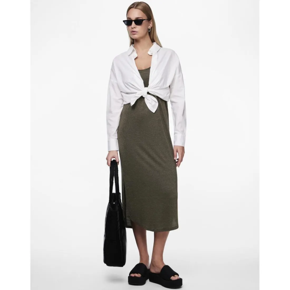 Robe midi Billo vert en viscose Lucy