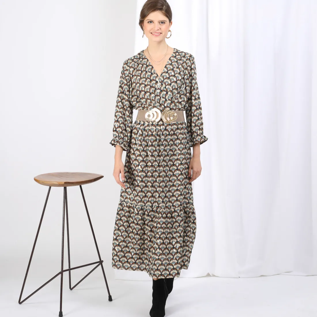 Robe midi imprimée Faustine