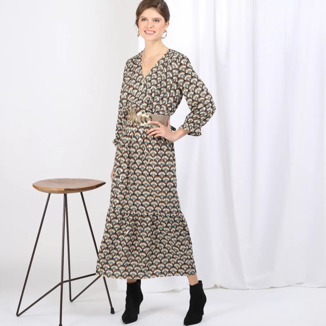Robe midi imprimée Faustine