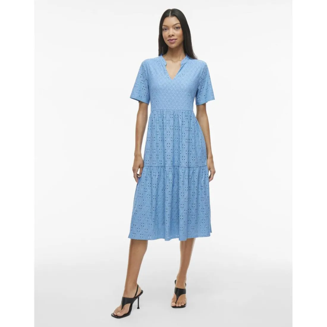 Robe midi manches courtes Kawa turquoise Lyra