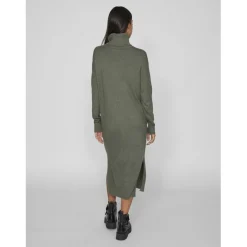Robe midi manches longues en viscose vert Lou