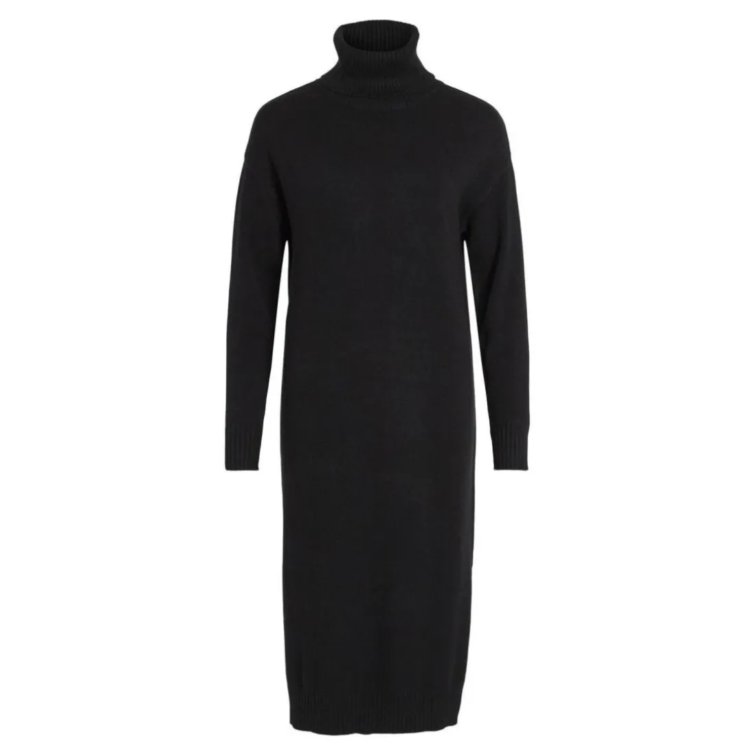 Robe midi manches longues en viscose noir Vale