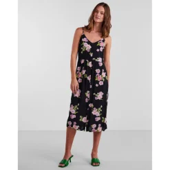 Robe midi noir en viscose Zara