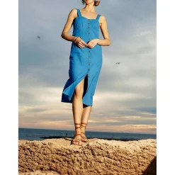 Robe Midi SKYLAR bleu en coton