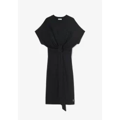 Robe mi-longue coupe droite MILKY noir en coton