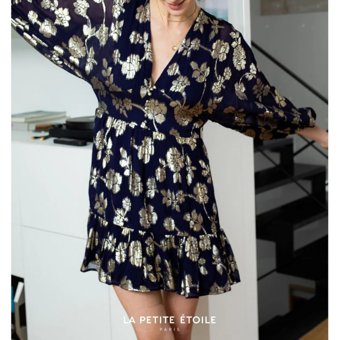 Robe NIDA bleu marine en viscose