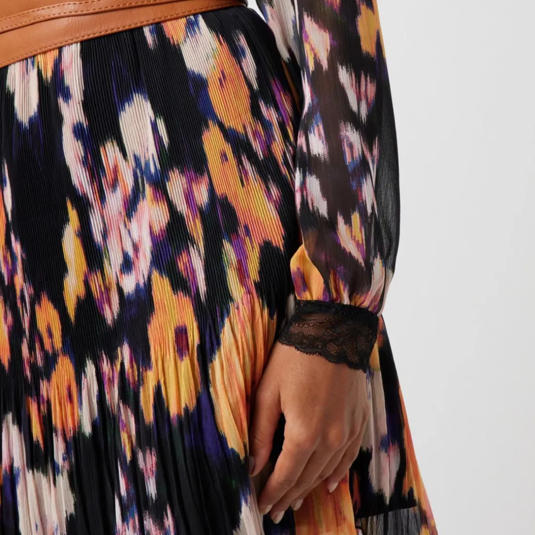 Robe plissée imprimée noir