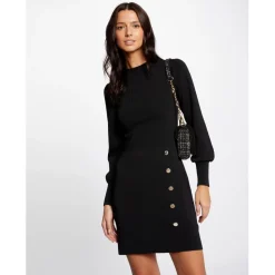 Robe pull ajustée avec boutons noir en viscose
