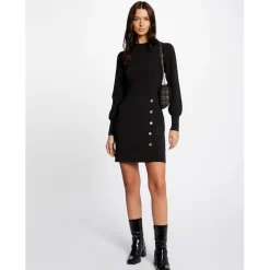 Robe pull ajustée avec boutons noir en viscose