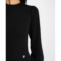 Robe pull ajustée avec boutons noir en viscose