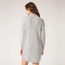 Robe pull courte col camionneur gris