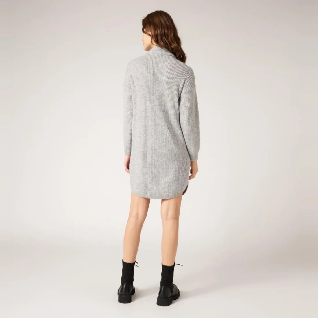 Robe pull courte col camionneur gris