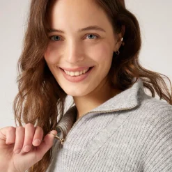 Robe pull courte col camionneur gris