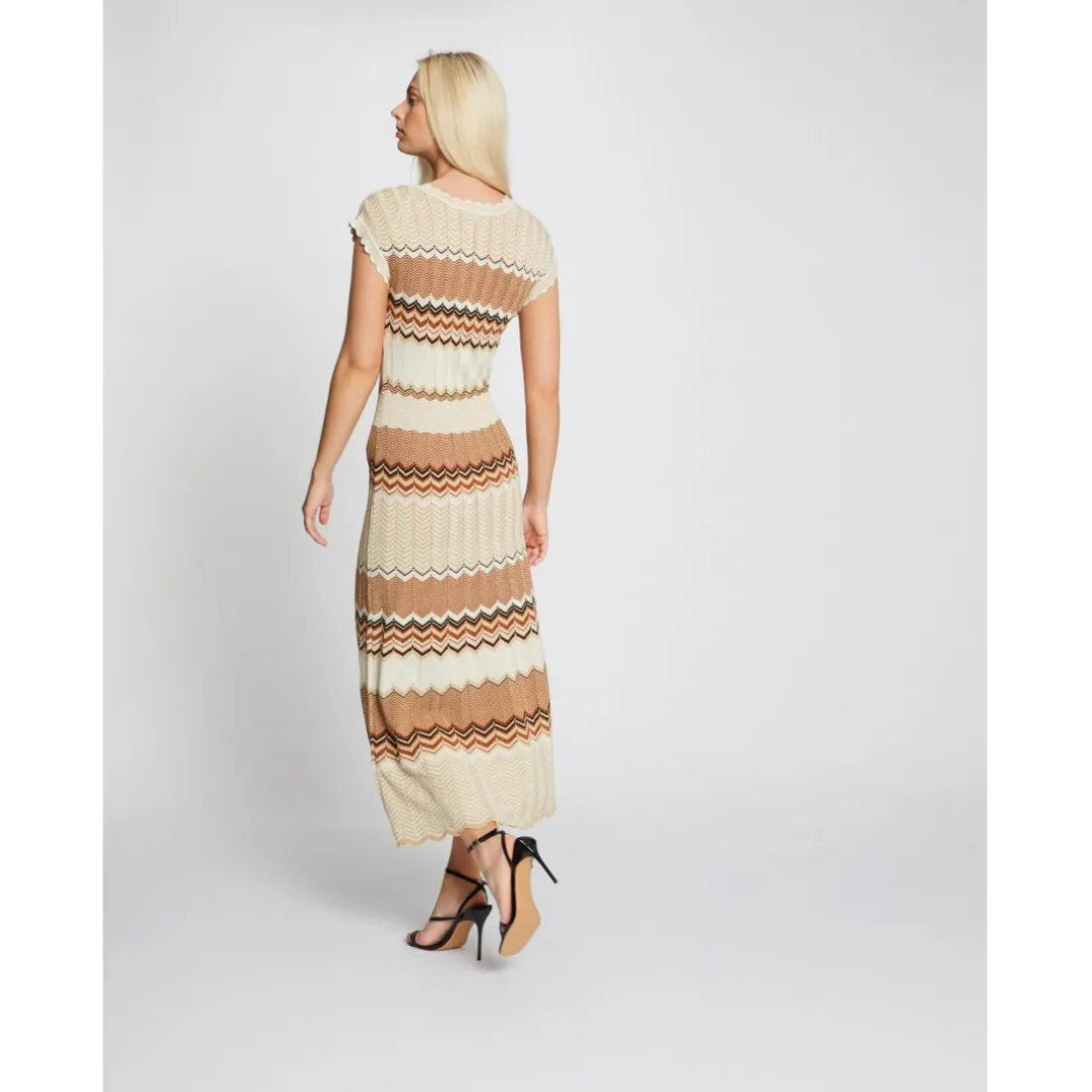 Robe pull longue droite à rayures