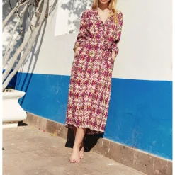 Robe RACHA - Psychedelique rouge en viscose