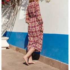 Robe RACHA - Psychedelique rouge en viscose