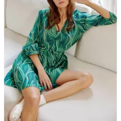 Robe RAFAELLA muguet vert en viscose