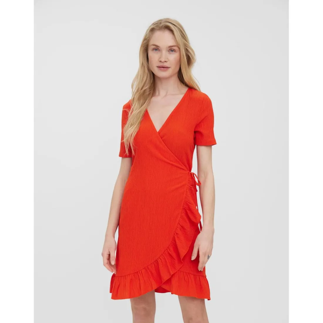 Robe Regular Fit Col rond Manches courtes orange
