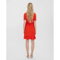 Robe Regular Fit Col rond Manches courtes orange