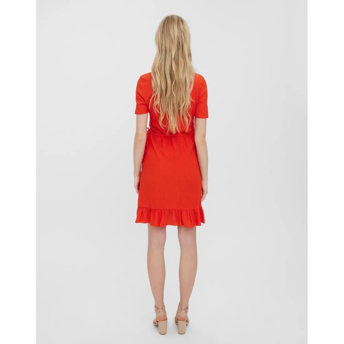 Robe Regular Fit Col rond Manches courtes orange