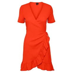 Robe Regular Fit Col rond Manches courtes orange