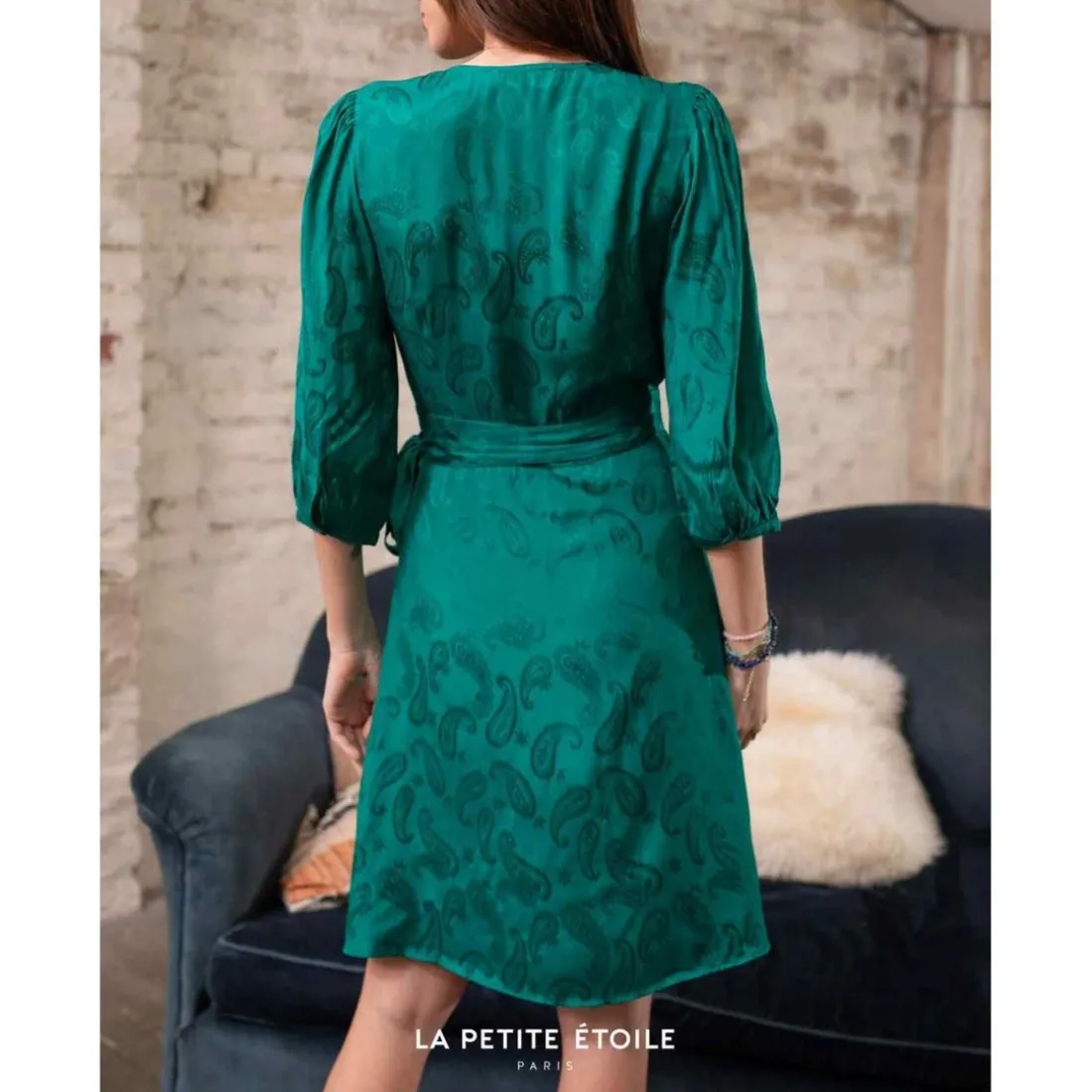 Robe Shima vert en viscose