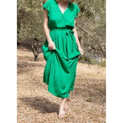 Robe YVORA vert en viscose