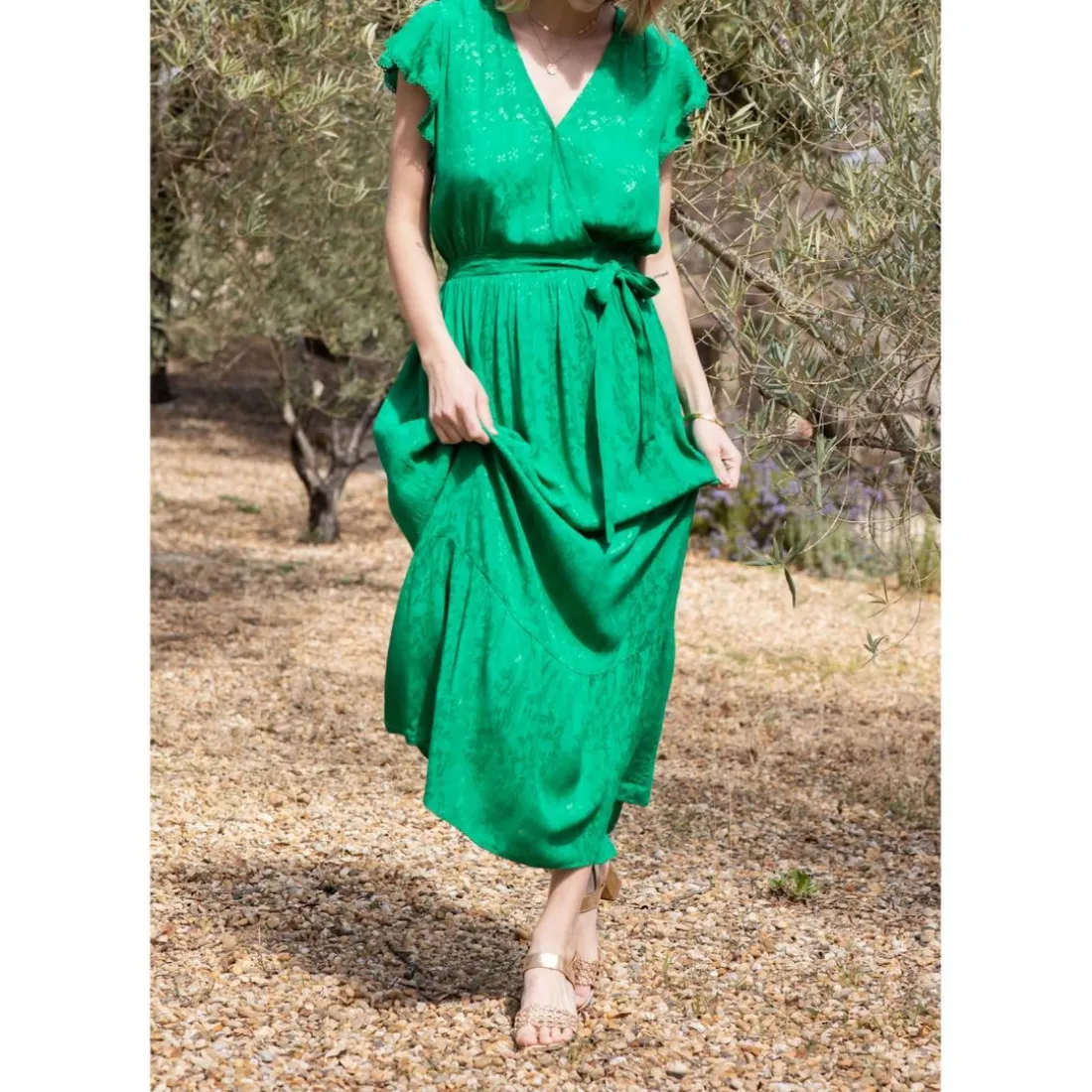 Robe YVORA vert en viscose