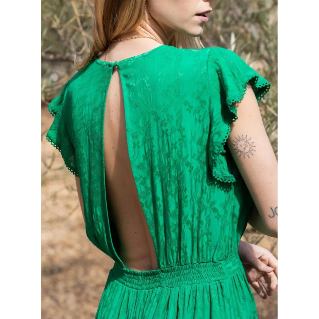 Robe YVORA vert en viscose