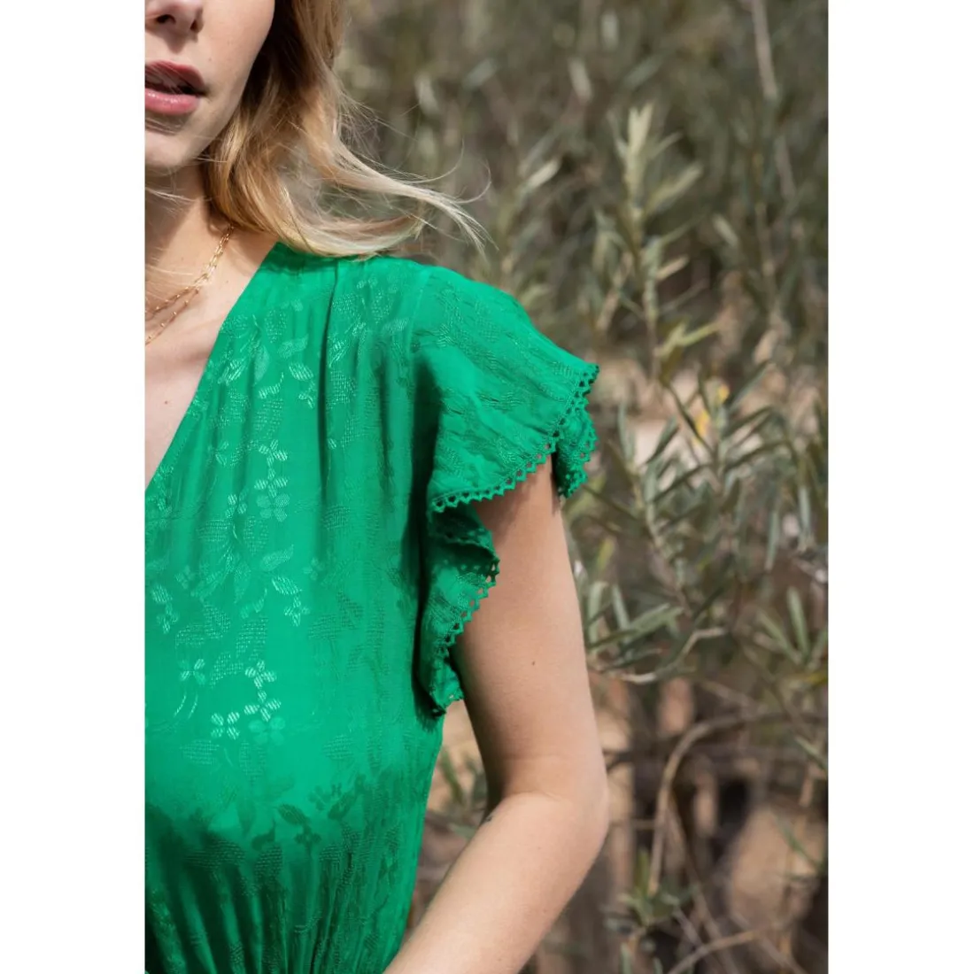 Robe YVORA vert en viscose