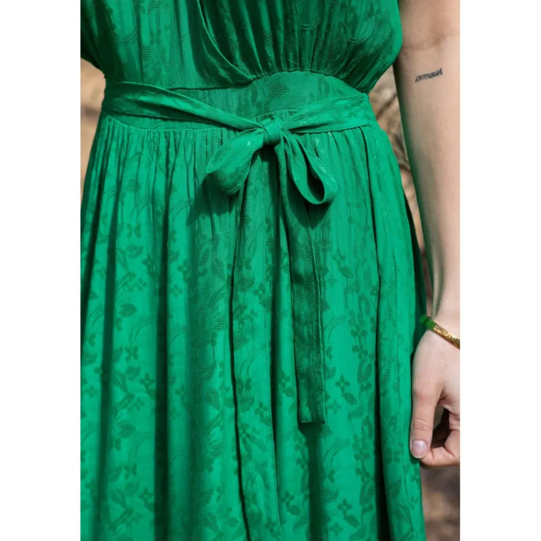 Robe YVORA vert en viscose