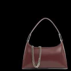 Sac à main avec chaîne bordeaux en cuir