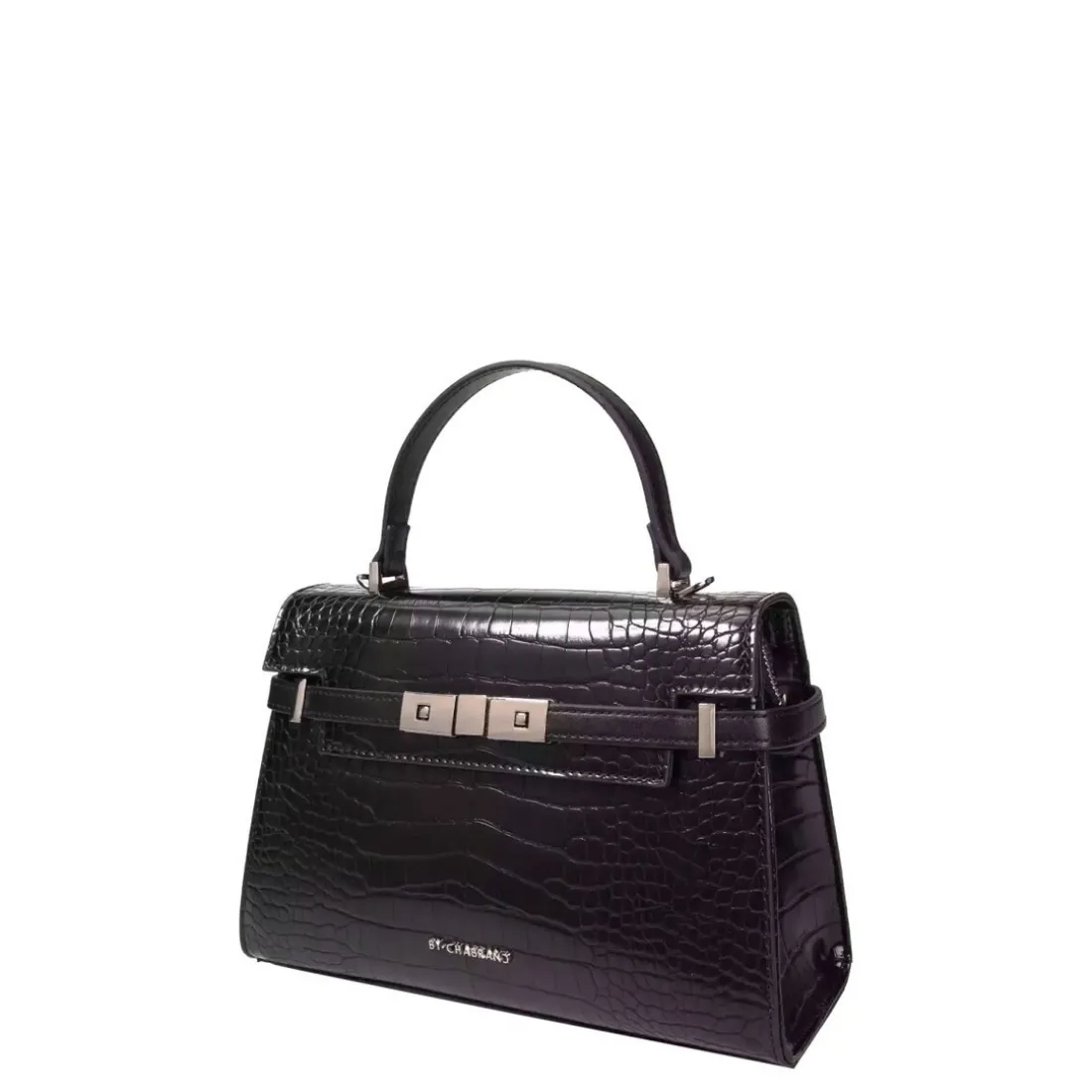 Sac à main à effet croco noir