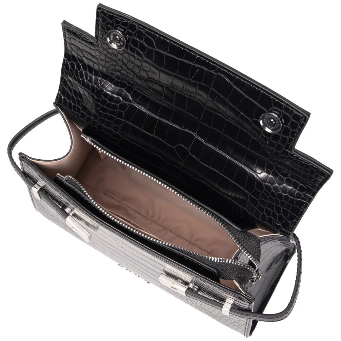 Sac à main à effet croco noir