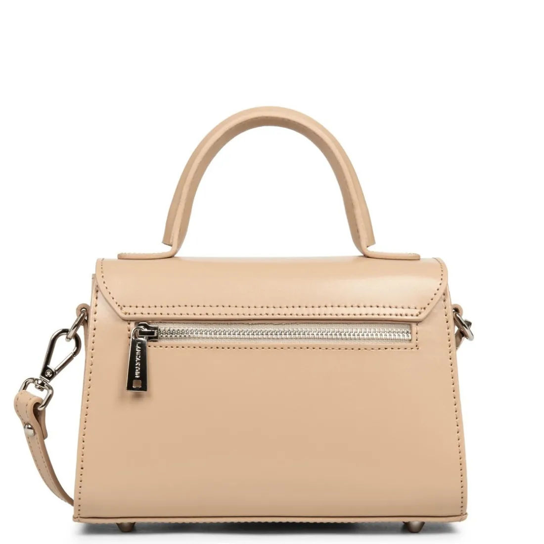 Sac à main à rabat avec fermoir S Suave Even beige foncé en cuir