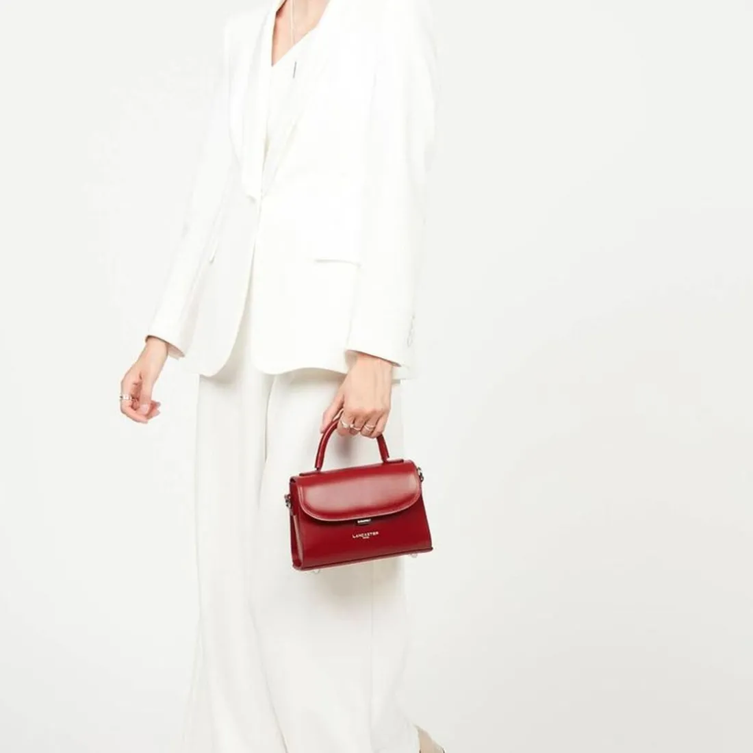 Sac à main A rabat avec fermoir S Suave Even en cuir rouge carmin