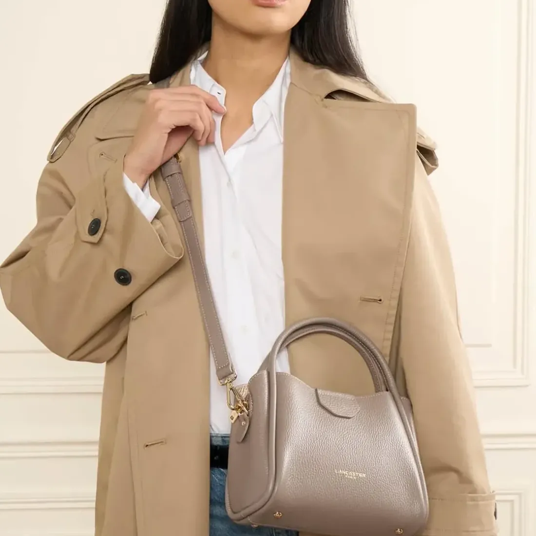 Sac à main S Ida Double en cuir marron