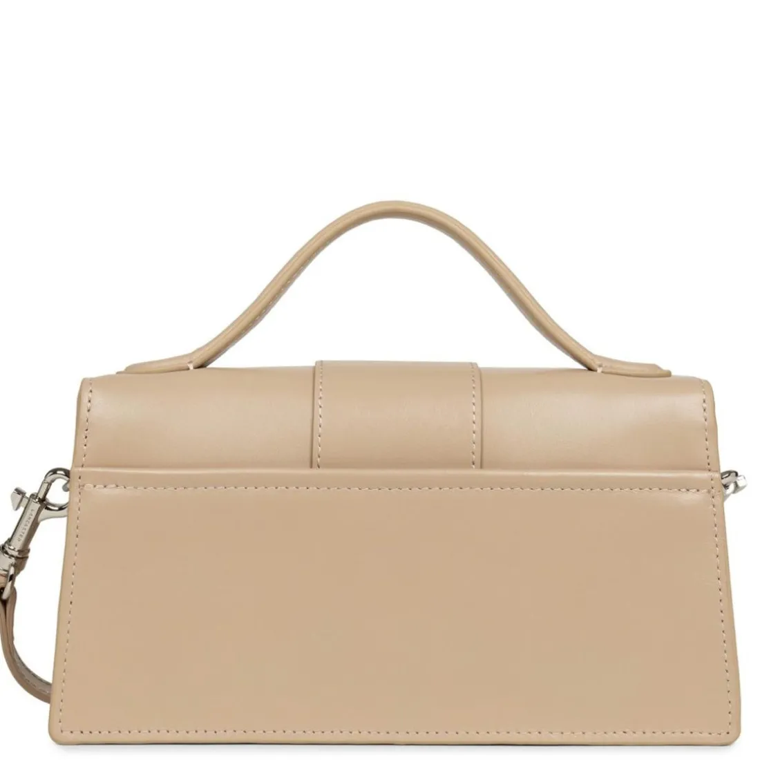 Sac baguette à rabat avec fermoir M Paris Ily beige foncé en cuir