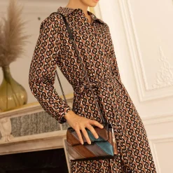 Sac bandoulière à rabat Virna bleu canard en cuir