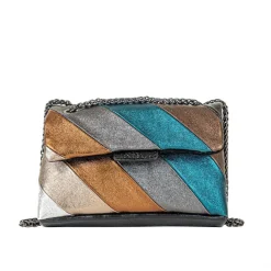 Sac bandoulière à rabat Virna bleu canard en cuir