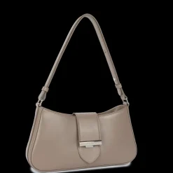 Sac besace Zippé M Paris Ily beige en cuir