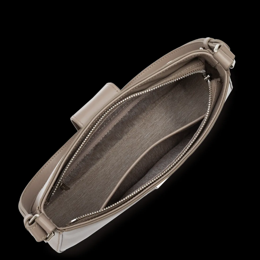 Sac besace Zippé M Paris Ily beige en cuir